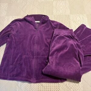 vintage y2k Kim Rogers Purple velour tracksuit